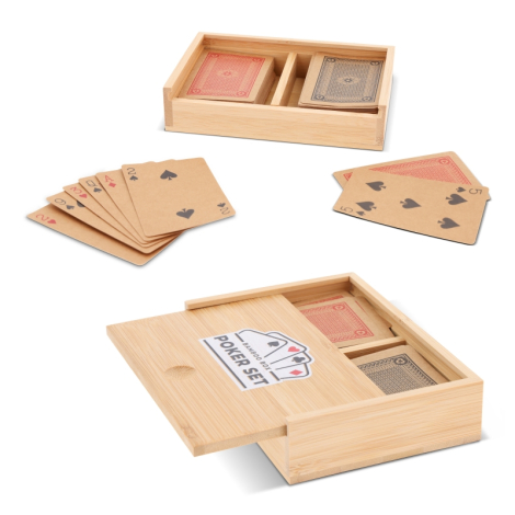 Jeu de cartes avec boîte en bambou personnalisable