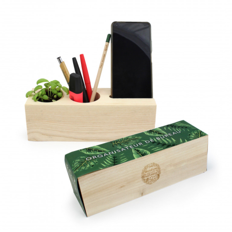 Petit organiseur de bureau en bois massif pour téléphone, stylos