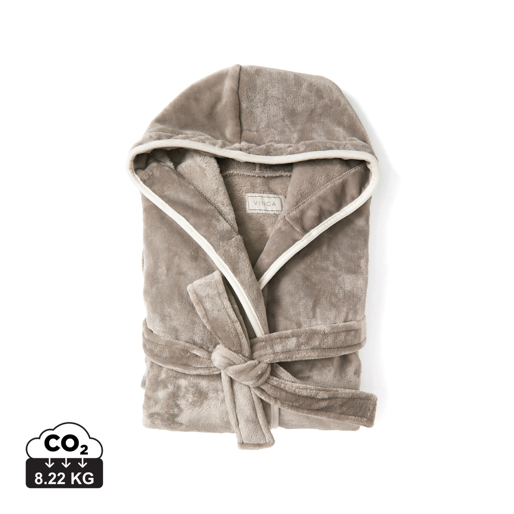 Peignoir de luxe en peluche RPET personnalisable Louis taille L-XL VINGA Gris
