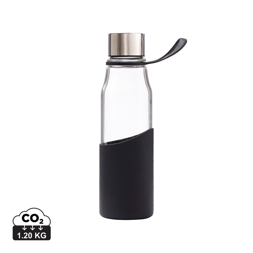 Bouteille d'eau promotionnelle 550 ml en verre Lean VINGA Noir