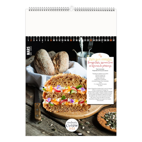 Calendrier illustré publicitaire - recettes gourmandes