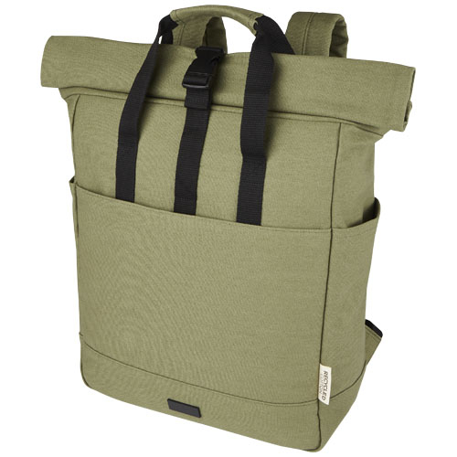 Sac à dos promotionnel ordinateur 15" en toile recyclée Joey Olive