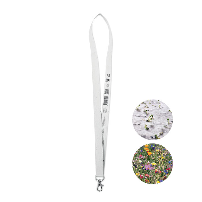 Lanyard promotionnel en papier à graines Blanc