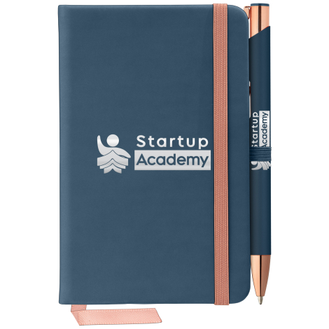 Cahier A5 avec stylo à bille, Bleu