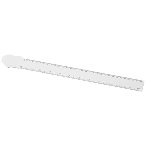 Règle promotionnelle plastique recyclé avec cœur 30 cm Blanc