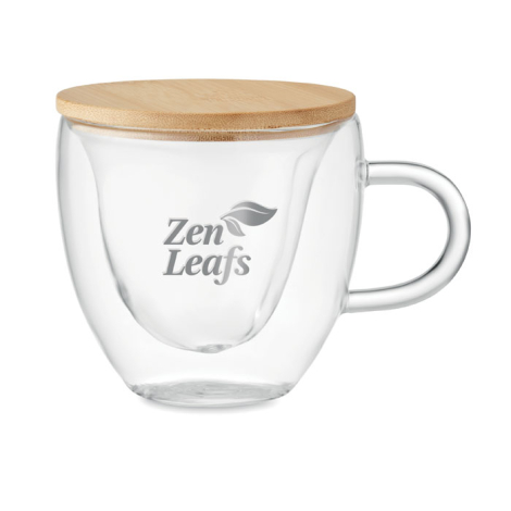 Mug en verre transparent personnalisable en sublimation d'une capacité de  300 ml