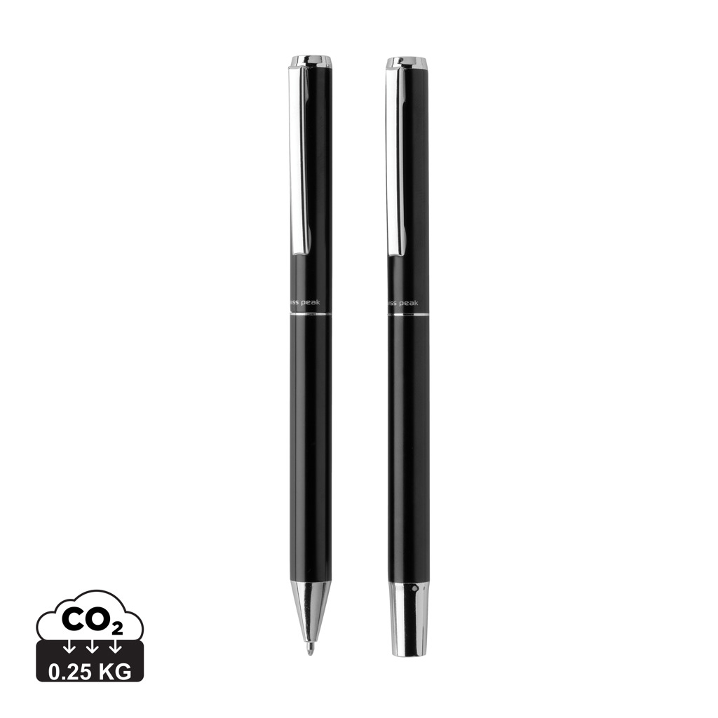 Set de stylos en aluminium recyclé RCS Swiss Peak Cedar Noir