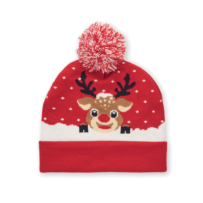 Bonnet à pompon tricoté promotionnel SHIMAS HAT Rouge