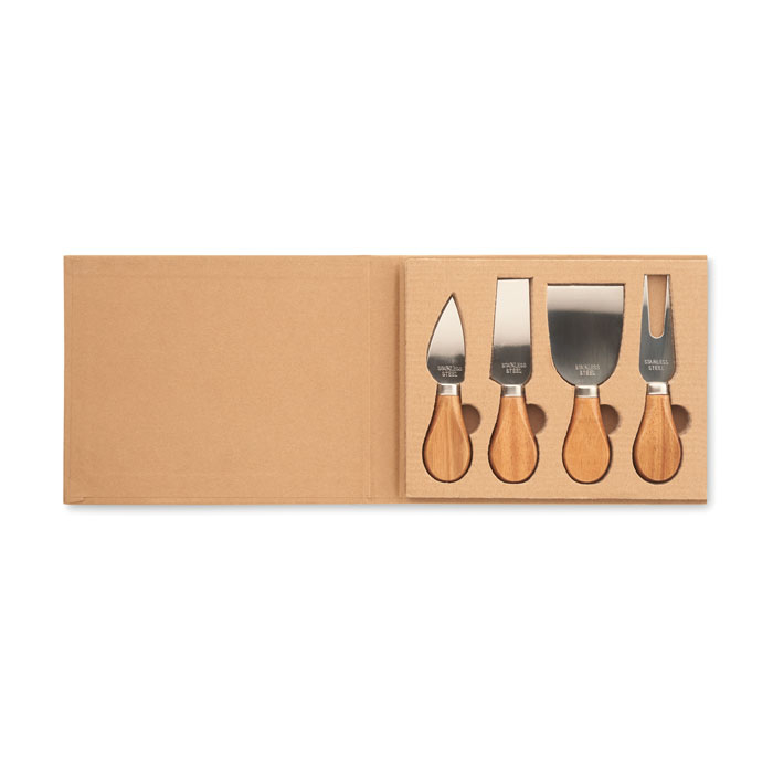 Set de 4 couteaux à fromage publicitaire QUATTRO Bois