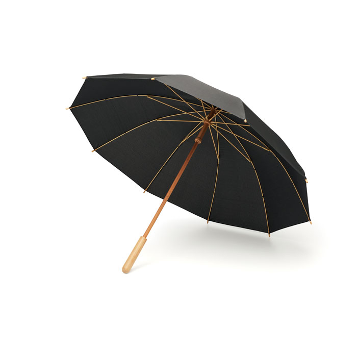 Parapluie promotionnel 23,5" RPET/bambou TUTENDO Noir