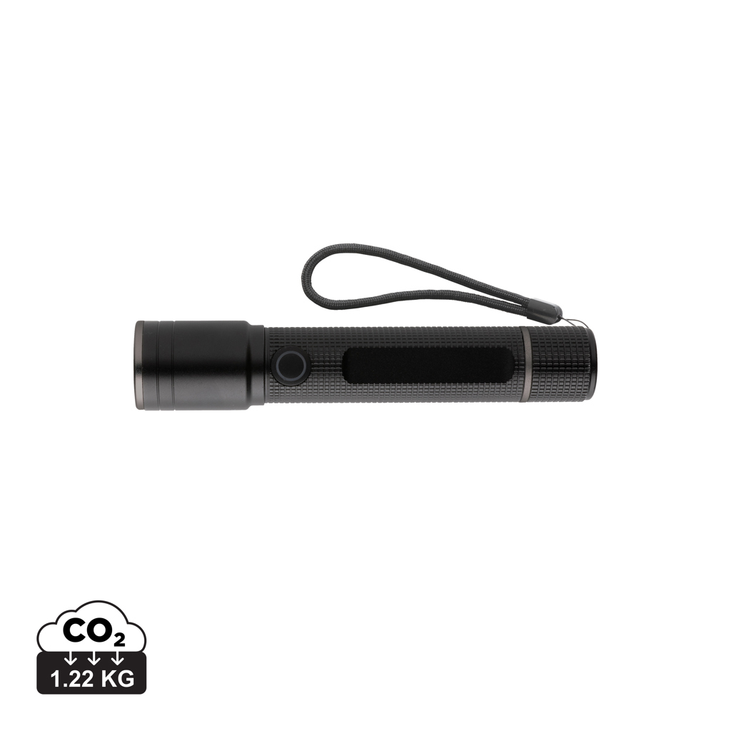 Torche publicitaire 3W rechargeable par USB Gear X Noir