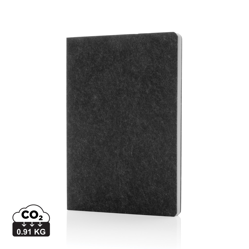 Cahier A5 personnalisable en feutre recyclé Phrase Noir
