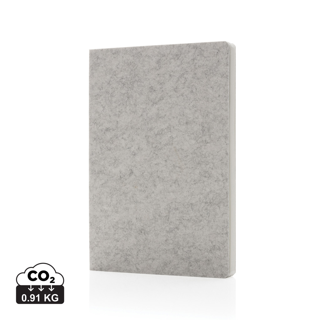 Cahier A5 personnalisable en feutre recyclé Phrase Gris