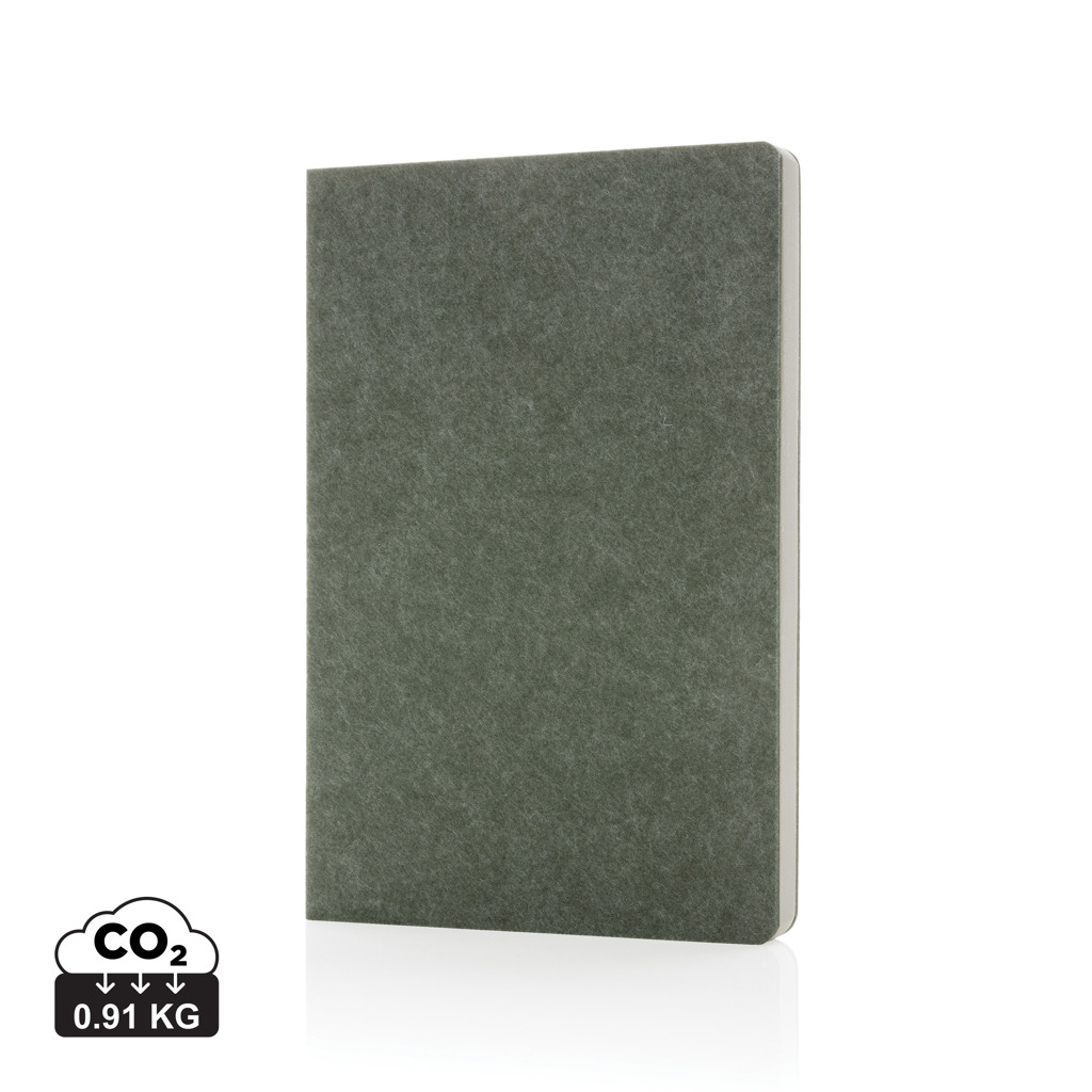 Cahier A5 personnalisable en feutre recyclé Phrase Vert