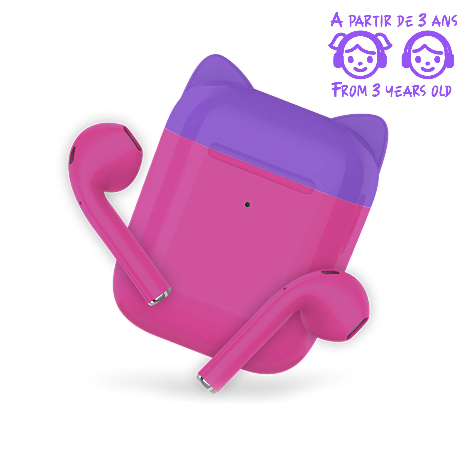 Ecouteurs sans fil personnalisables Enfant SEITA Rose/violet