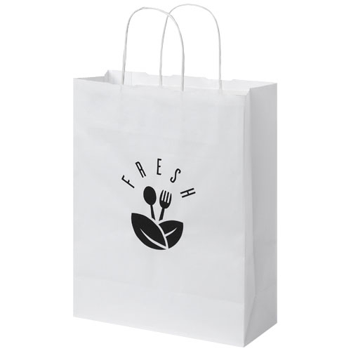 Sac papier Kraft publicitaire 25x32x11cm - MOYEN Blanc