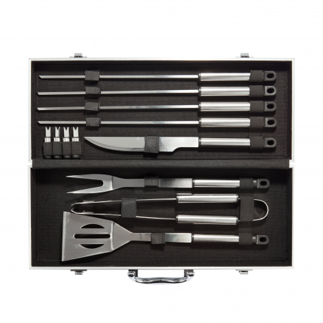 Set de 12 pièces pour barbecue en coffret aluminium personnalisable