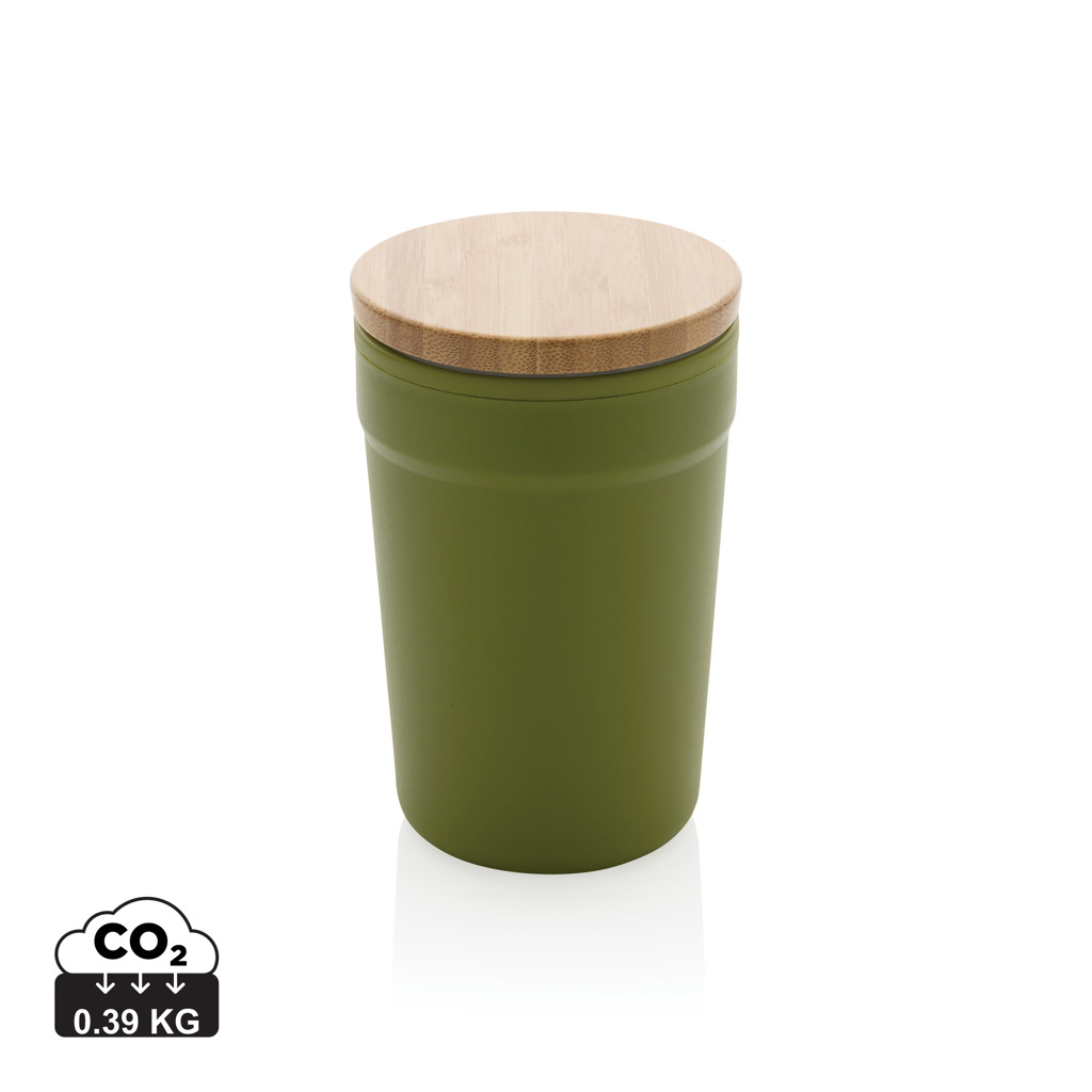Mug recyclé personnalisable avec couvercle bambou 300ml Vert