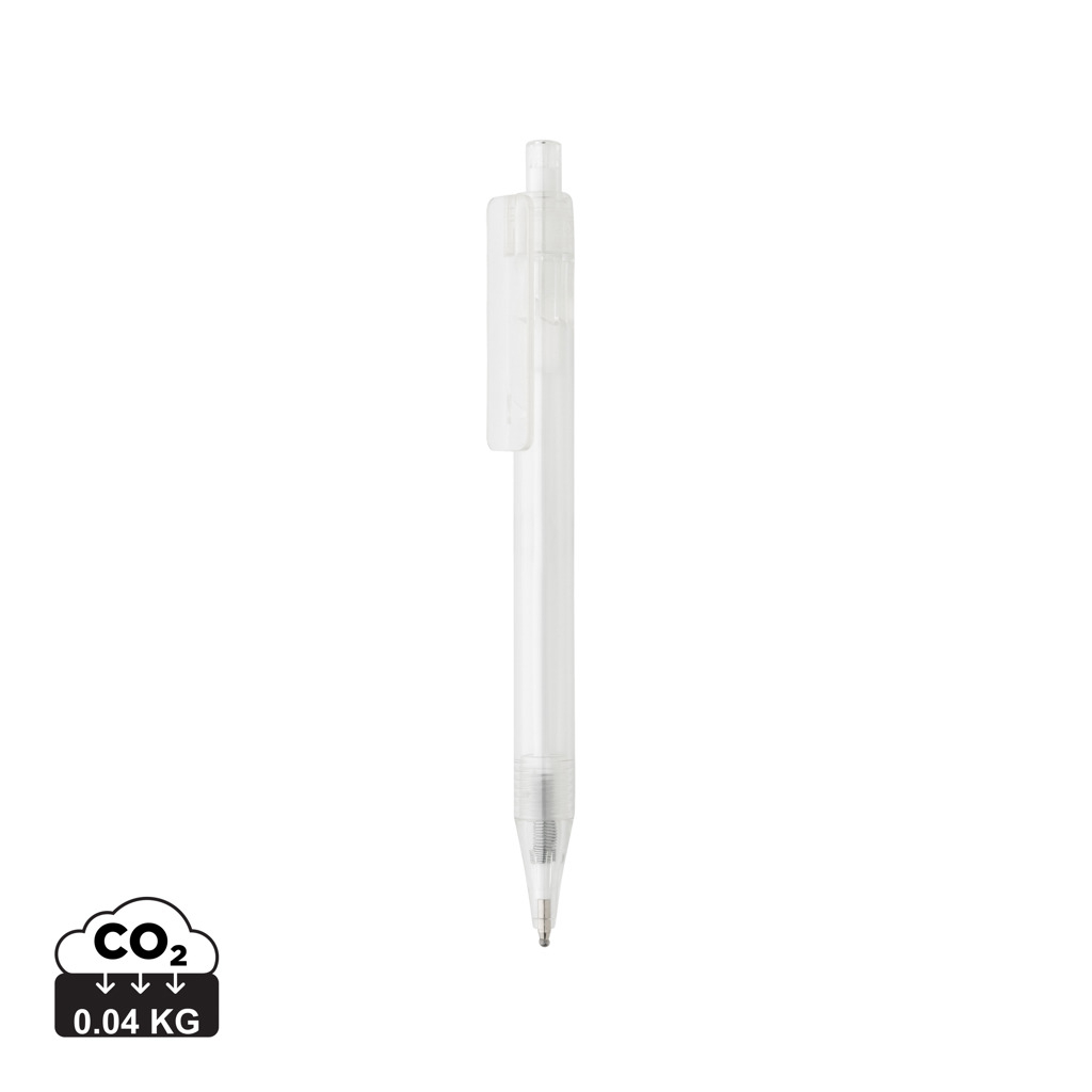 Stylo publicitaire transparent en rPET X8 Blanc