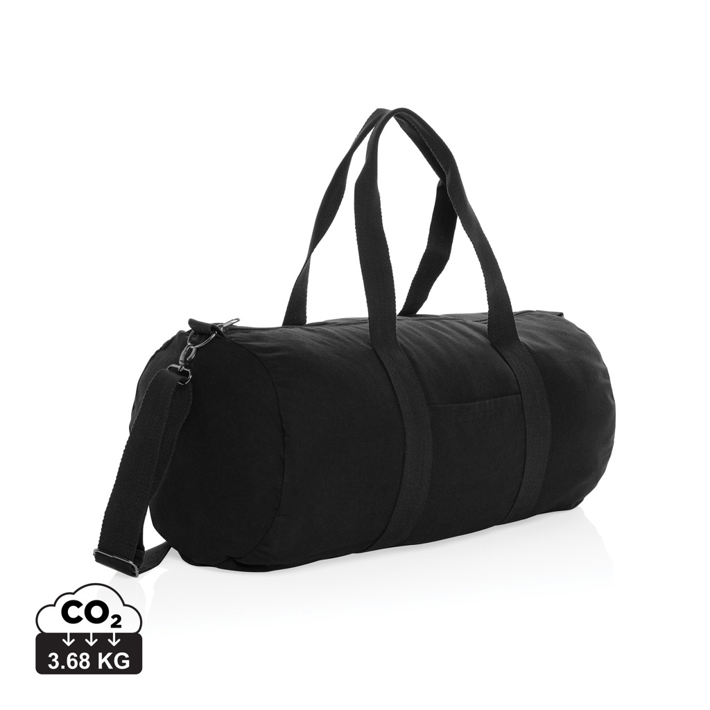 Sac polochon publicitaire toile recyclée 285g Impact Noir