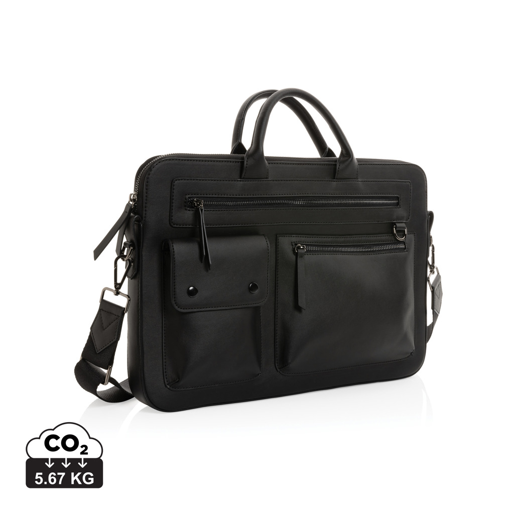 Sacoche ordinateur 14'' personnalisée PU recyclé Swiss Peak Noir