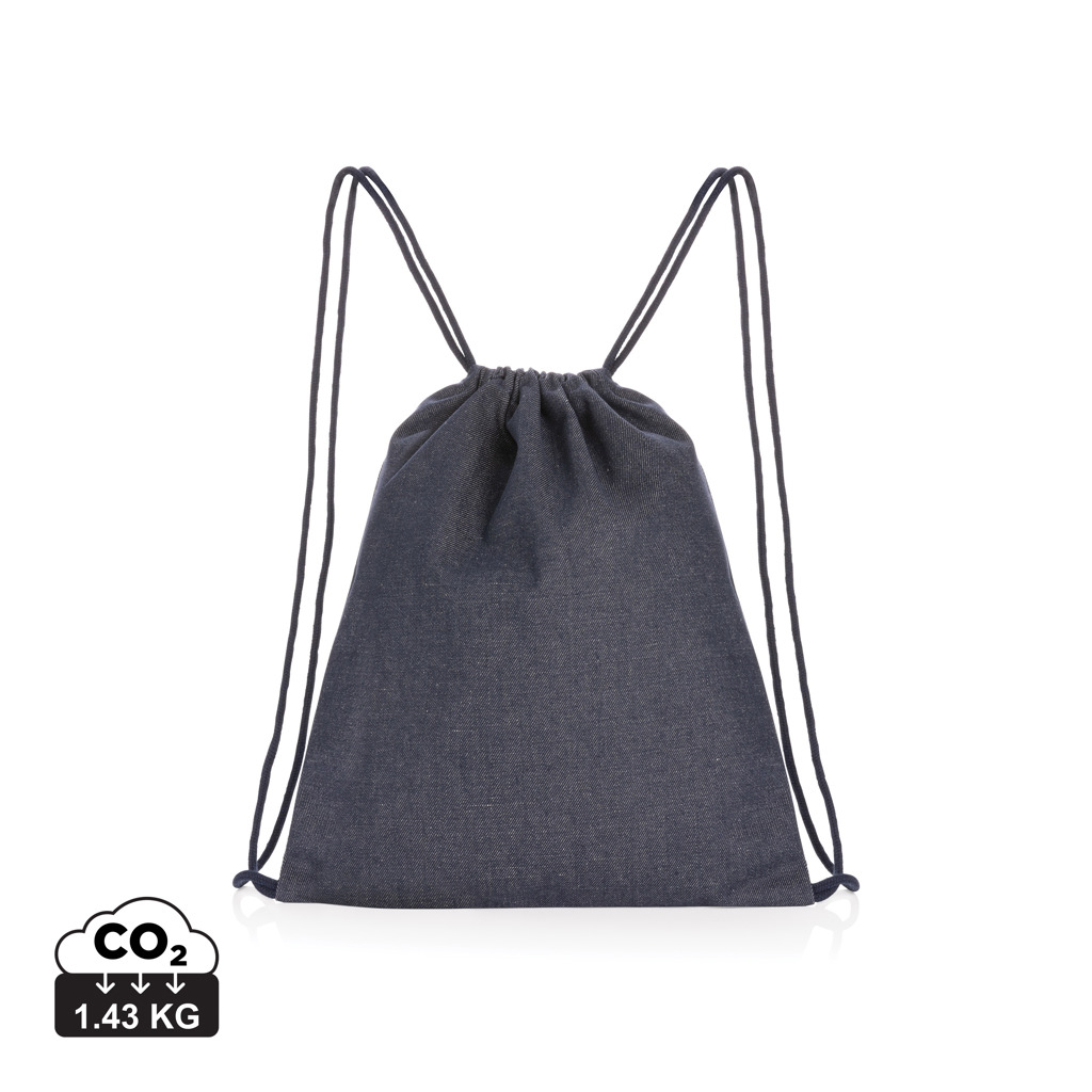 Gym bag personnalisé à cordon en denim 320g Impact Bleu