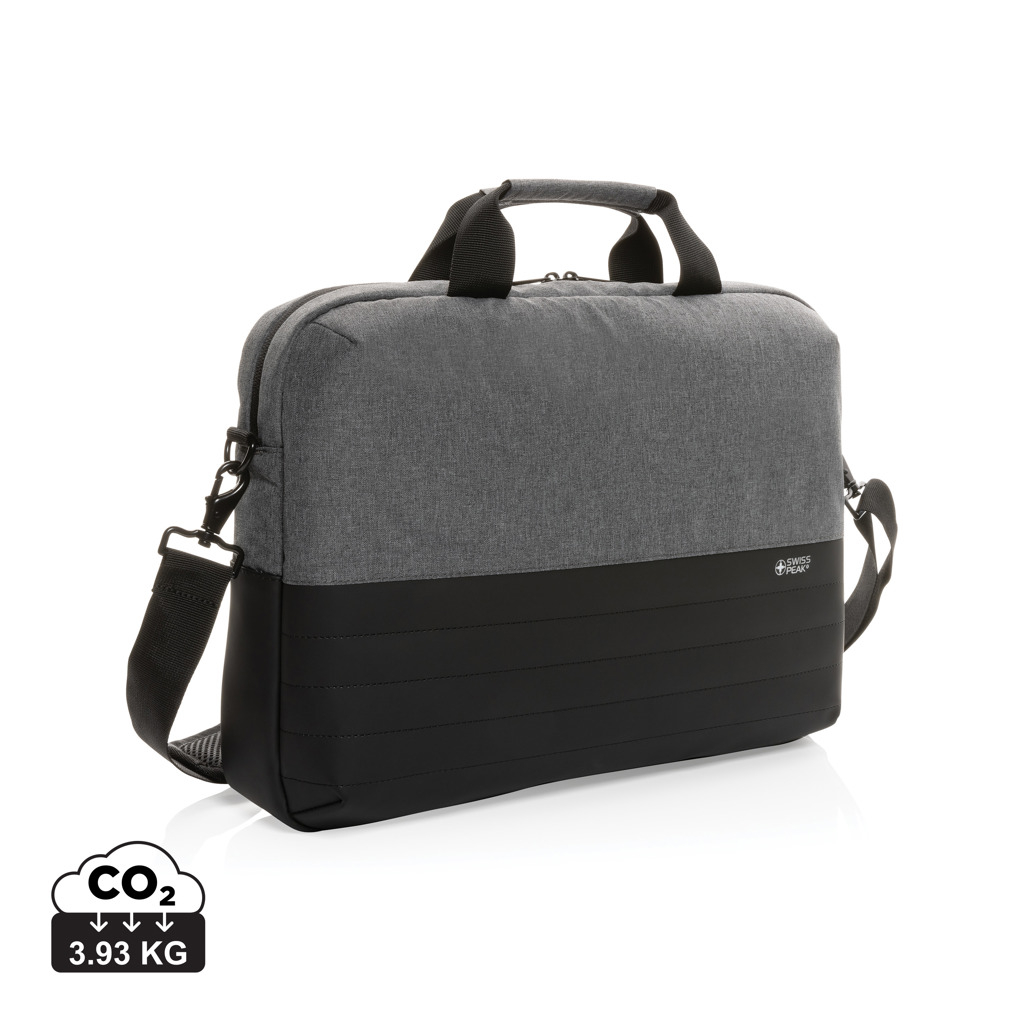 Sacoche ordinateur 15,6' publicitaire en rPET Swiss Peak Gris