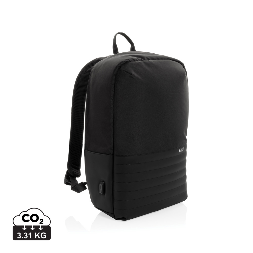 Sac à dos antivol personnalisable en rPET Swiss Peak Noir