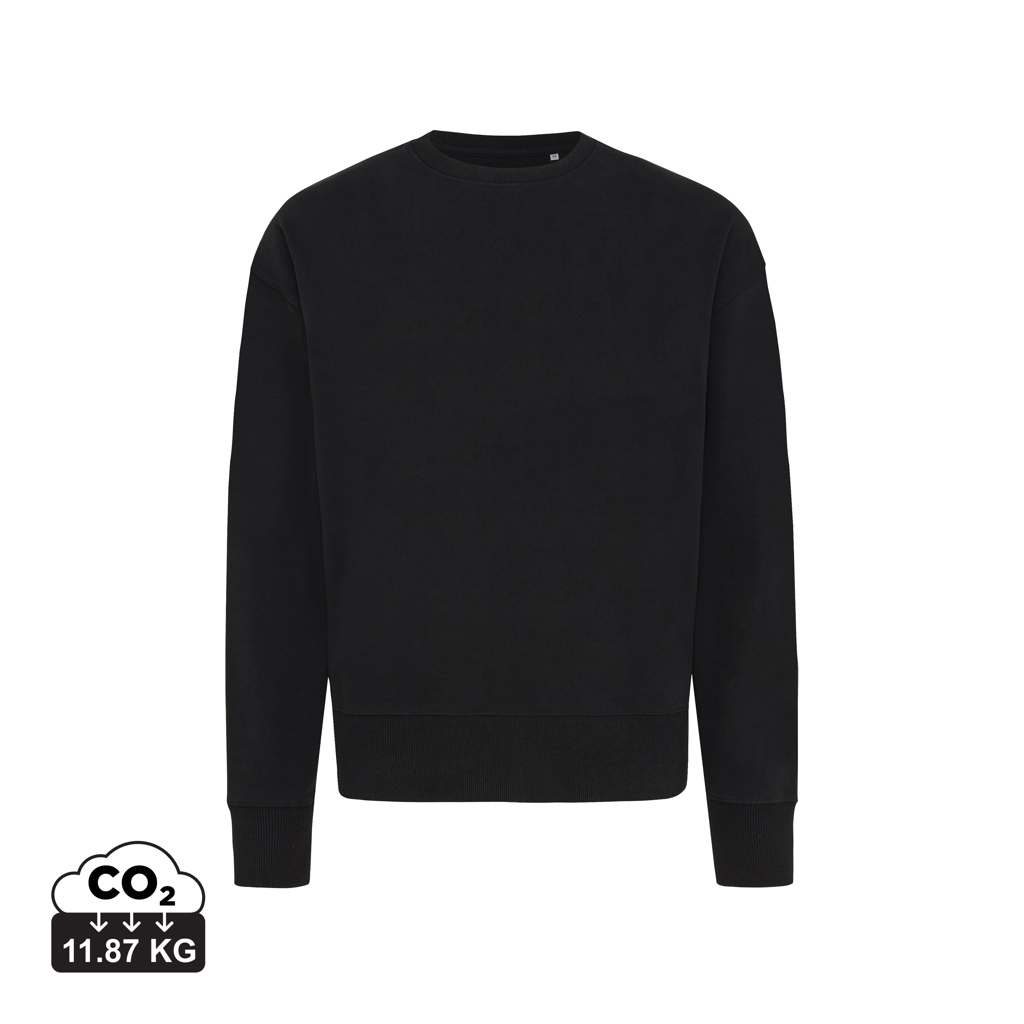 Sweat promotionnel coton recyclé 340g unisexe Iqoniq Kruger Noir