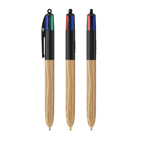 Stylo à bille 4 Couleurs publicitaire BIC® Wood Style