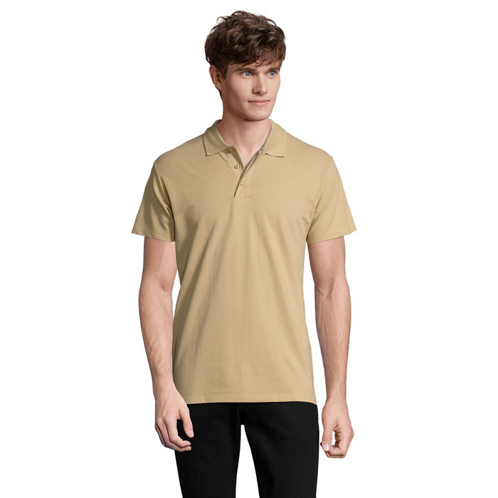 Polo en coton publicitaire homme 210g - SPRING Sable
