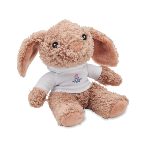 Lapin en peluche publicitaire avec pull à capuche BUNNY