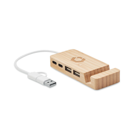 Hub USB promotionnel 4 ports en bambou HUBSTAND