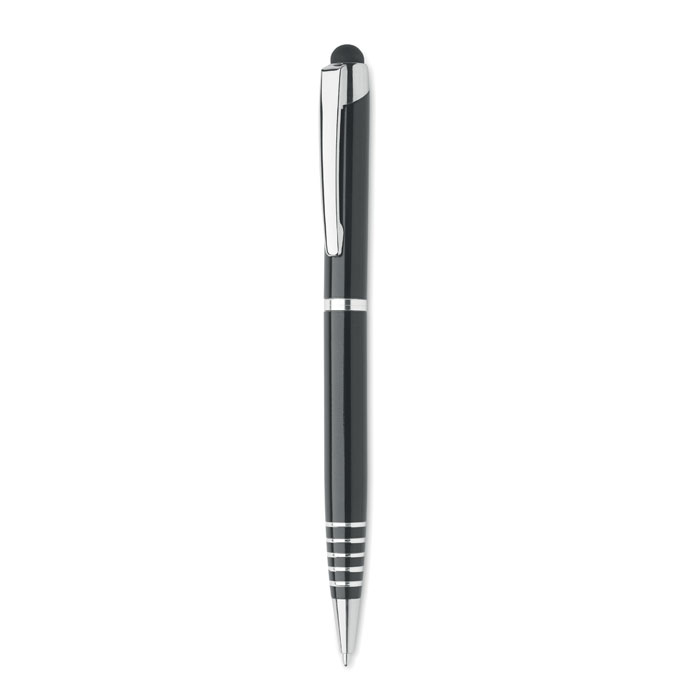 Stylo bille et stylet publicitaires alu recyclé FLORINA Noir