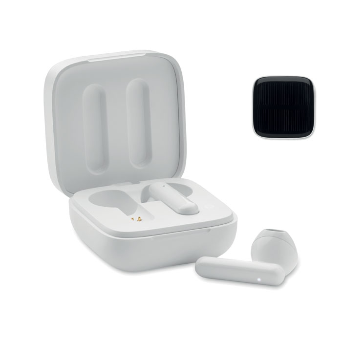 Ecouteurs TWS à charge solaire personnalisés SONORA Blanc