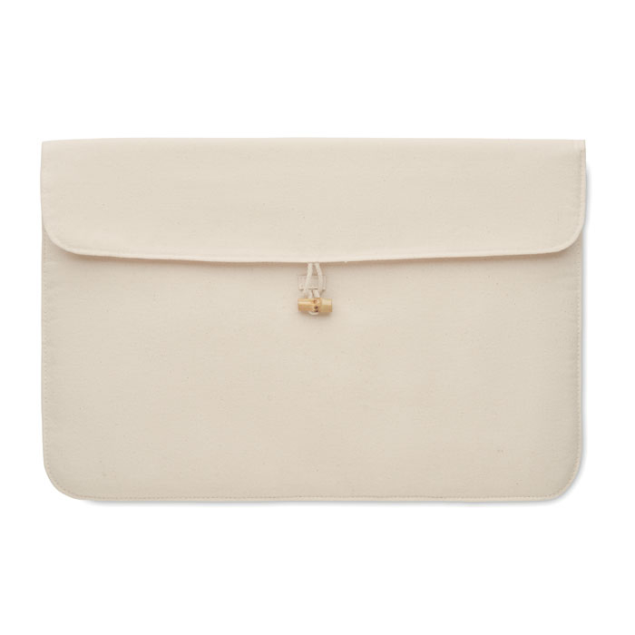 Pochette publicitaire pour ordinateur 15" en coton COTIN Beige