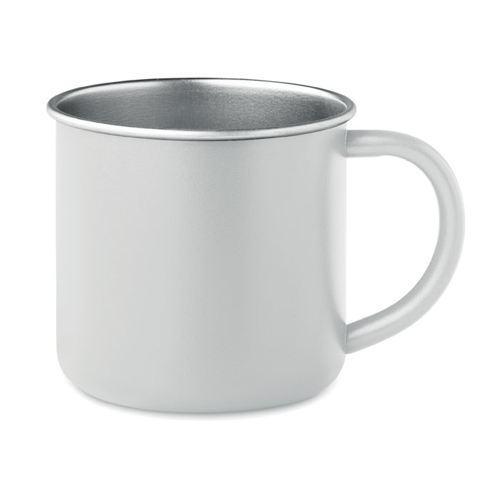 Tasse publicitaire en acier inox recyclé 300ml CARIBU Blanc