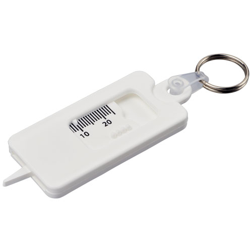 Porte-clés publicitaire vérificateur de pneu Kym Blanc