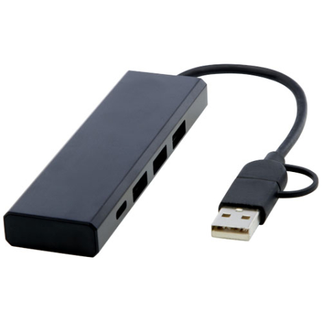 Hub USB 2.0 personnalisable alu recyclé Rise Tekiō®