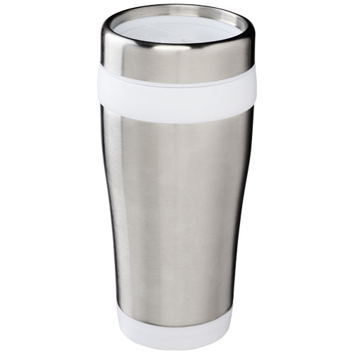Mug publicitaire de 410ml en inox recyclé Elwood Blanc