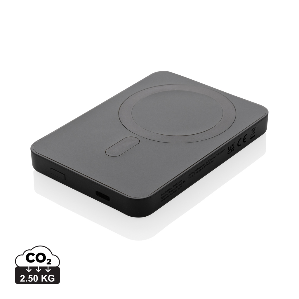 Powerbank magnétique publicitaire 5000 mAh rABS Magnetix Noir