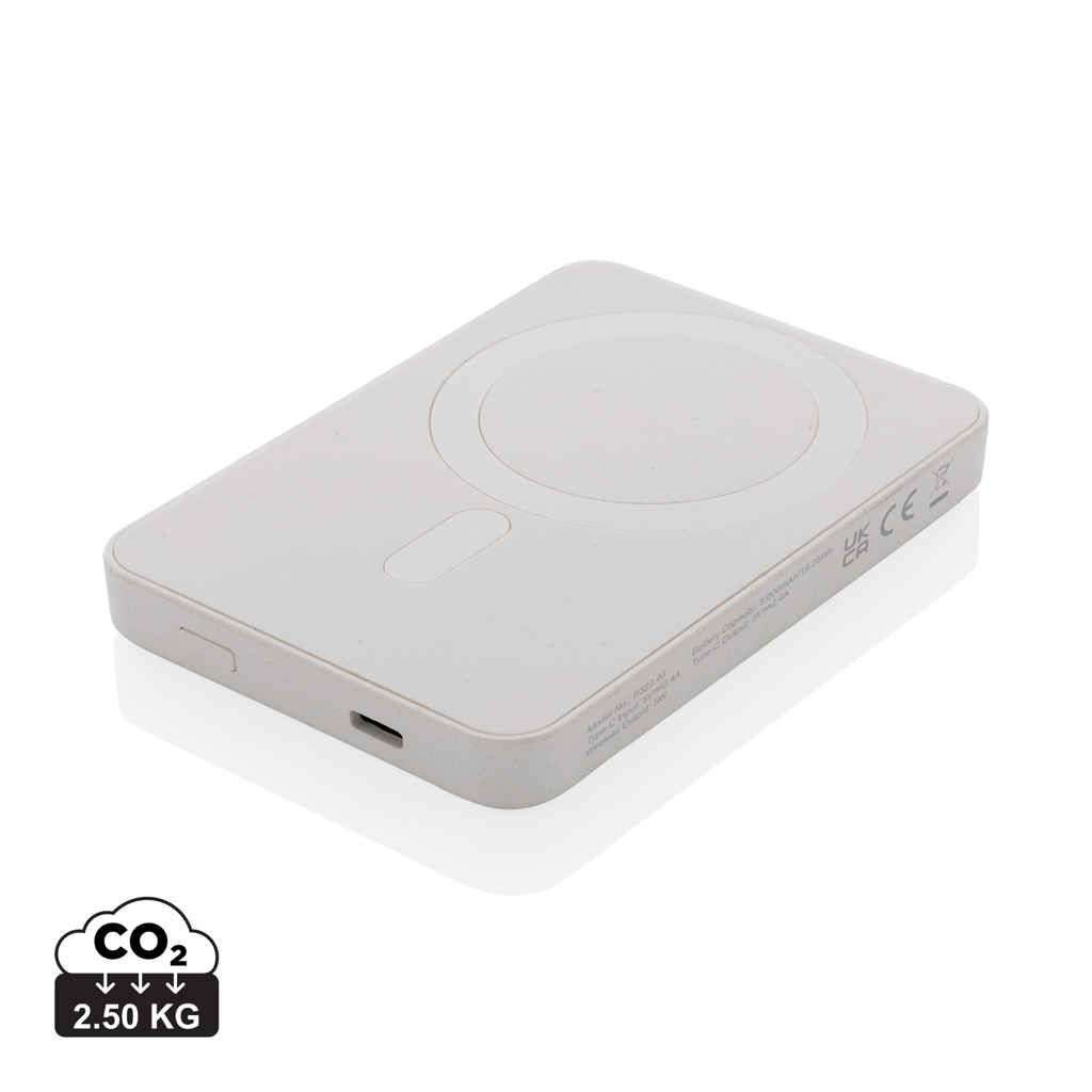 Powerbank magnétique publicitaire 5000 mAh rABS Magnetix Blanc