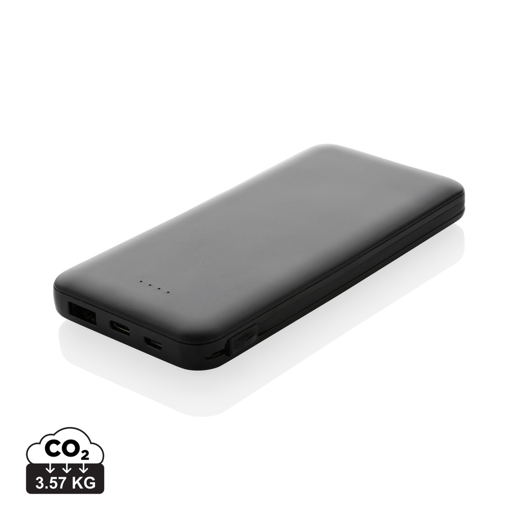 Powerbank promotionnel 10 000 mAh recyclé Lockhart Noir