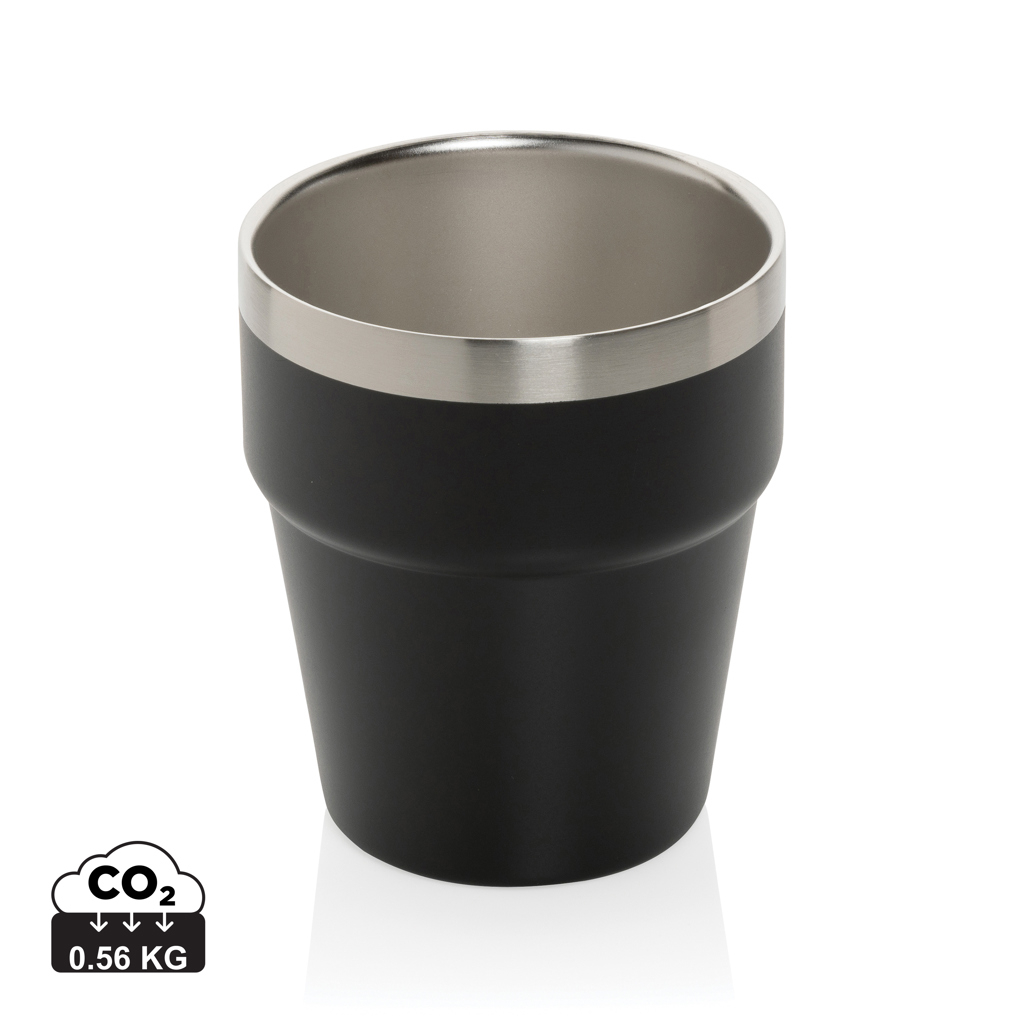 Tasse publicitaire 300ml à double paroi acier recyclé Clark Noir
