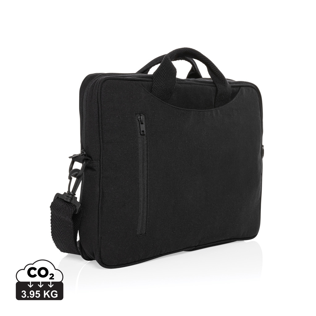Sacoche publicitaire 15,4'' coton recyclé 340g Laluka Noir