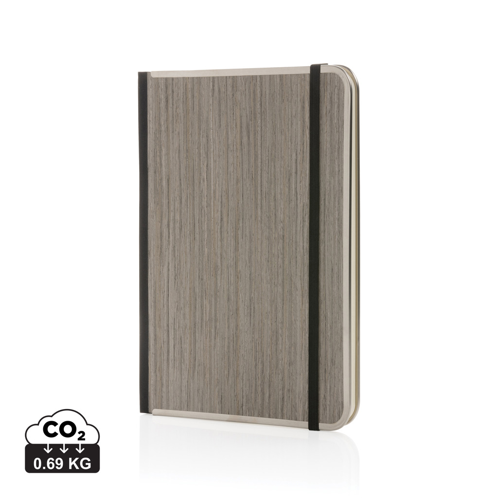 Carnet A5 personnalisé couverture bois Treeline Gris