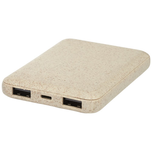 Batterie en paille de blé publicitaire 5000 mAh Asama Beige
