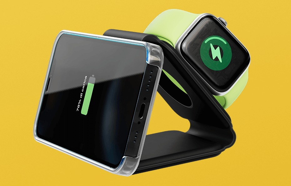 Chargeur sans fil 3-en-1 promotionnel Triple | Multimédia Personnalisé
