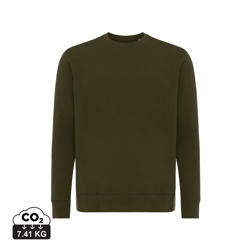 Sweater publicitaire unisexe à col rond coton bio Etosha Iqoniq kaki