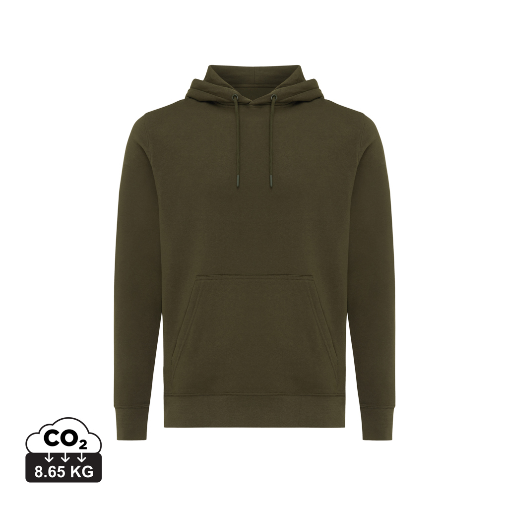 Sweat à capuche unisexe promotionnel coton bio Rila Iqoniq kaki